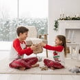 thumbnail image 6 of Christmas Pajamas for Family, Long Sleeve Elf Print Tops + Plaid Pants Set Sleepwear Loungewear, 6 of 7