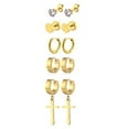 thumbnail image 5 of 15 Pairs Black Cross Dangle Earrings for Men Women Stainless Steel Different Shape Fashion Earrings Set, 5 of 8