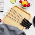 thumbnail image 4 of 6 Piece Stainless Steel Fruit Fork Set Small Dessert Fondue Forks with Heat Resistant Black and Wooden Style Handles Portable Appetizer Tableware PP Handle, 4 of 7