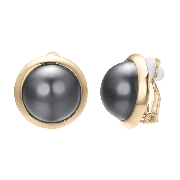 Yoursfs Grey Pearl Earrings Clip on Earrings for Women with Non Pierced Earrings Gold Plated