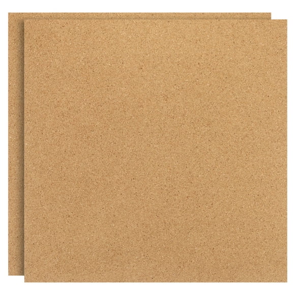 Unique Bargains 12x12' 5/16' Thick Cork Board Tiles, 2 Pack Self Adhesive Square Bulletin Board Display Corkboard