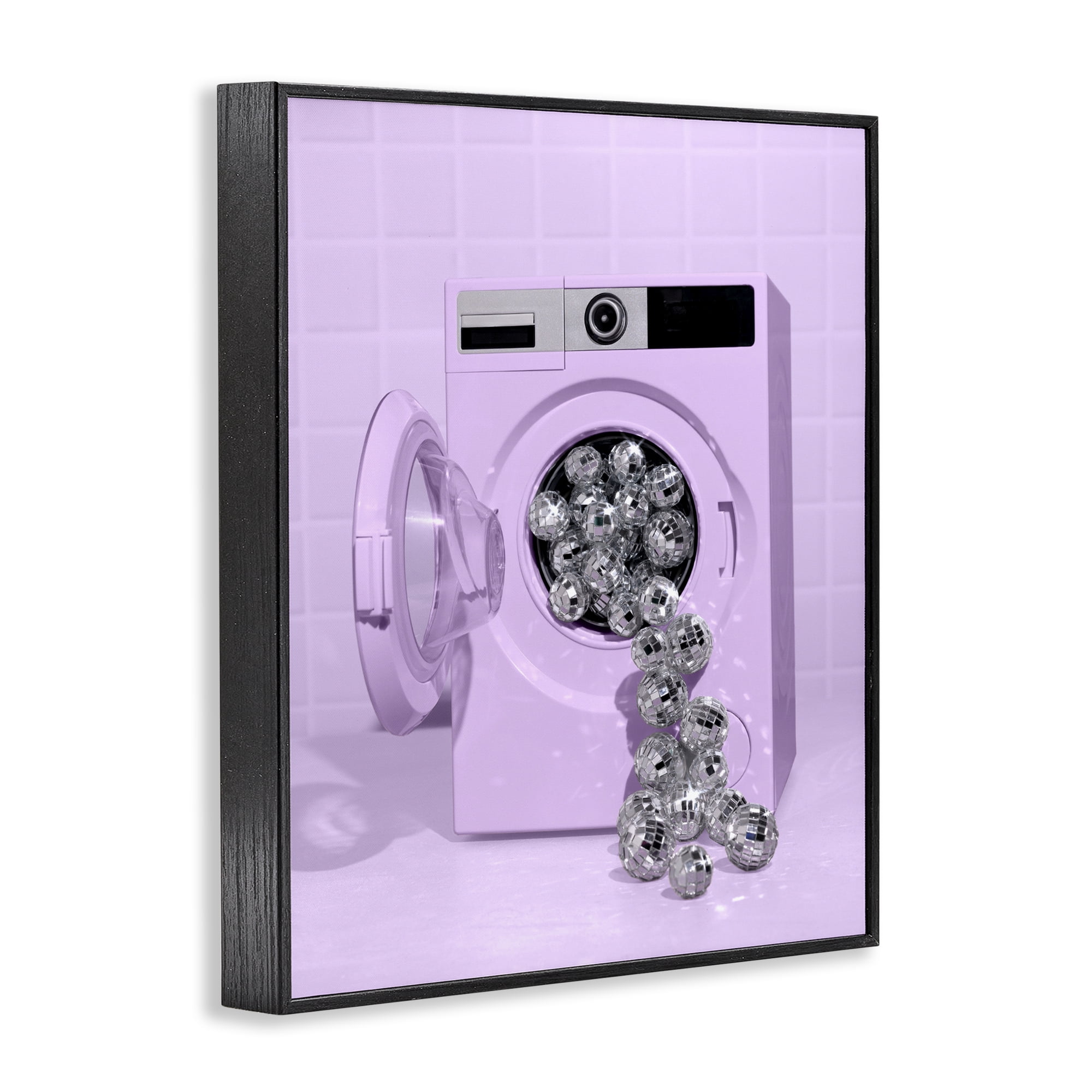 Stupell Industries Disco Laundry Machine over Purple Black Framed Giclee Art, design by LISH Creative