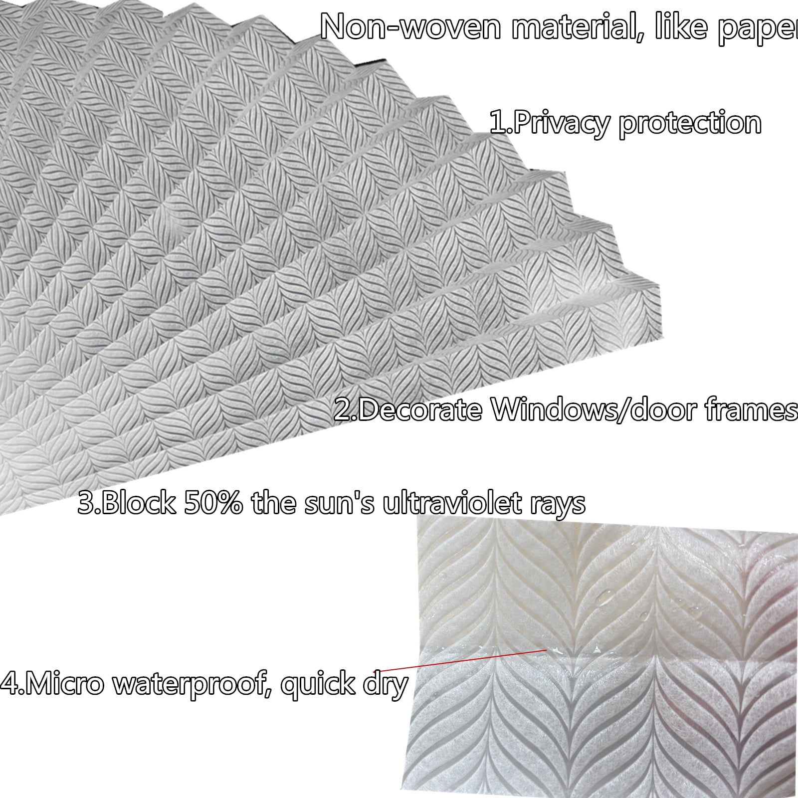 Yogsey 2PCS Ripple Shape Temporary Light Filtering Paper Shades for Windows, Cordless No Drill Self Adhesive Pleated Paper Blinds Free Cut Size 50% Light Filtering Shades for Room Bedroom Kitchen