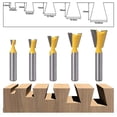 thumbnail image 2 of 5 Pcs 8 Mm Shank Dovetail Router Bit Set, Half-blind & Through Dovetail Joint Router Bit, Cutting Diameter 1/4" 3/8" 1/2" 5/8" 3/4" Woodworking Millin, 2 of 5