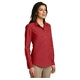 thumbnail image 4 of Port & Company Womens Carefree Poplin Long Sleeve Shirt Rich Red X-Small, 4 of 4