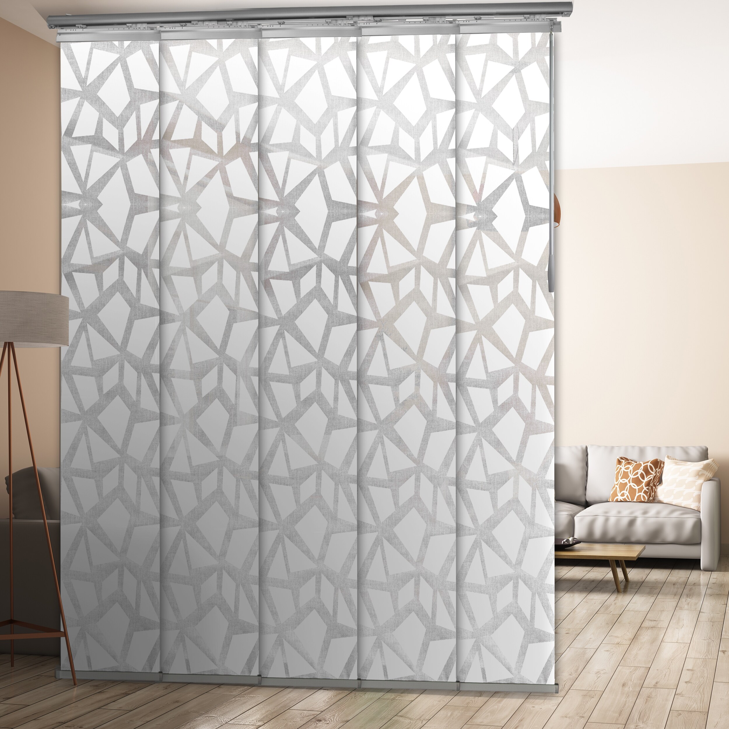 InStyleDesign Geometric White 5Panel Single Rail Panel Track / Room