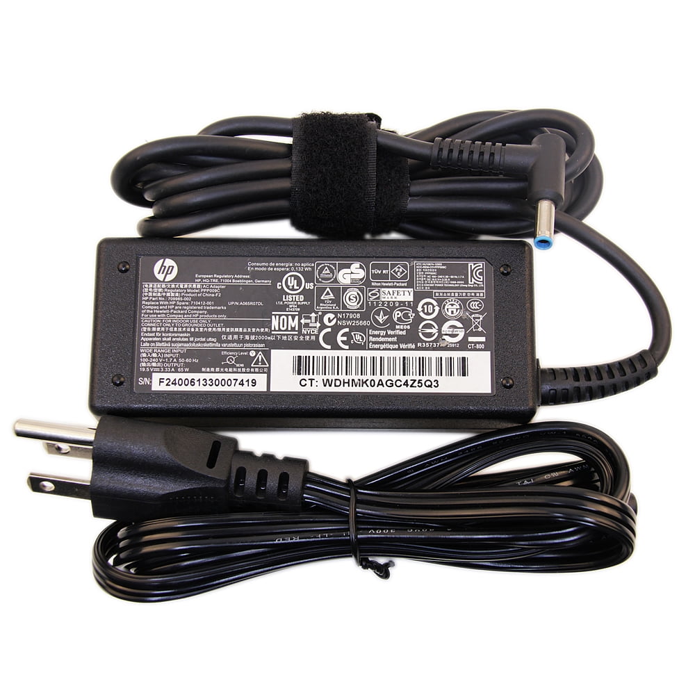 Original HP 19.5V 3.34A 65W HP AC Adapter HP Laptop Charger HP Power Cord for HP 14, 15; HP ENVY 14,15,17 TouchSmart; Pavilion 11, 14, 15, 17, TouchSmart Series