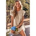 thumbnail image 5 of Women's Short Sleeve Floral Ruffle Smocked Mini Dresses Neck Burnout Sundress Dress for Casual Summer Color S, 5 of 9