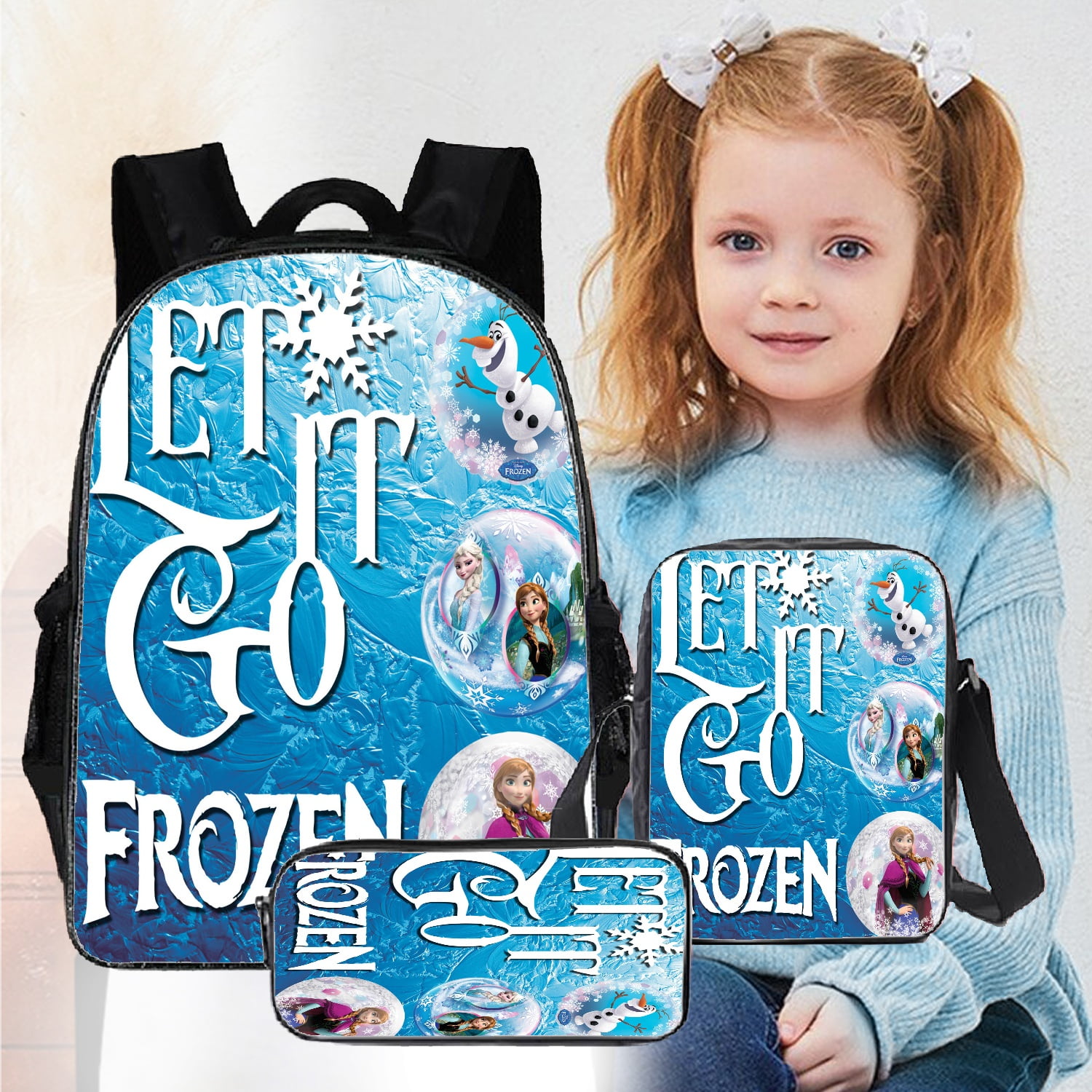 Set of 3 Frozen Princes Anna Backpacks For High School,Kids Backpack