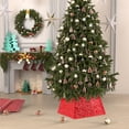 thumbnail image 7 of GEEDIAR Christmas Tree Collar 22 Inch Sequin Christmas Tree Skirt Red Quads for Party Holiday Home Decoration, 7 of 7