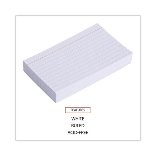 Ruled Index Cards, 3 X 5, White, 100/pack | Bundle of 10 Packs