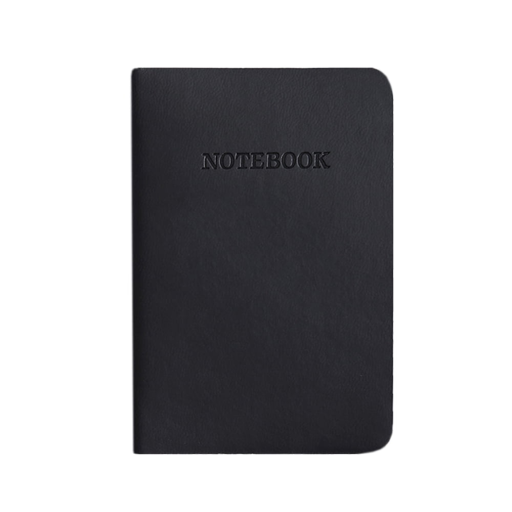 A7 Black Leather Hardcover Journal, Mini Pocket Notebook for Students