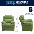thumbnail image 3 of Deluxe Padded Contemporary Avocado Microfiber Kids Recliner with Storage Arms, 3 of 9
