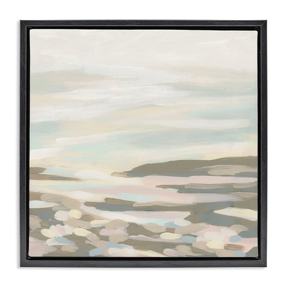Stupell Industries Traditional Abstract Nautical Landscape Black Floating Frame Canvas Art, 18 x 18, by June Erica Vess