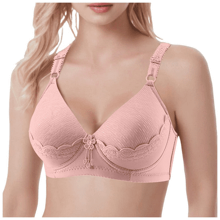 Fulorrnie Bras for Women Lift Wirefree Comfort Support Balconette Standard Straps Bra Pink 42