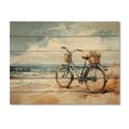 thumbnail image 3 of Designart "Bicycle Calm Pedaling By The Beach II" Transportation Print on Natural Pine Wood, 3 of 5