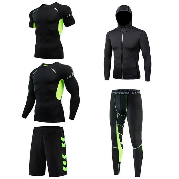 Chaqueta de 5 piezas para hombre Four Seasons de secado rápido para ocio y fitness + mangas largas + mangas cortas + pantalones cortos + pantalones Fridja fhjkhfk456817