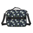 thumbnail image 2 of Daisy Pioneer Flower Blue Pattern Insulated Lunch Bag with Shoulder Strap and Bottle Holder,Bento School Lunch Bag Box,11x9.5x3.5 Inches, 2 of 5