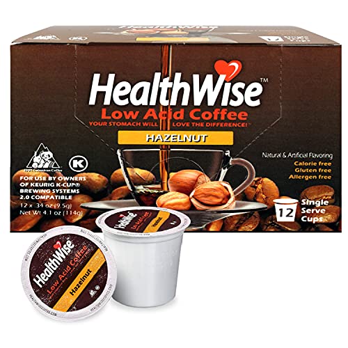 Healthwise Hazelnut Low Acid Coffee KCups Acid Reflux, Heartburn