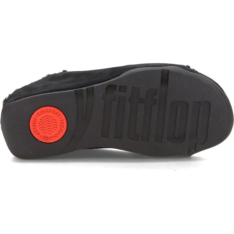 FitFlop Shuv Two-Bar Shearling-Lined Suede Slippers for Women