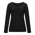thumbnail image 5 of Women Long Sleeve Round Neck Fall Tunic Tops Casual Loose Fit Lightweight Blouse Solid Color Comfy Basic Pockets Shirts, 5 of 7