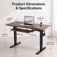 thumbnail image 2 of Kyspho 48" x 24" Electric Standing Desk with Keyboard Tray Adjustable Sit Stand up Desk with Headphone Hook & 4 Height Memory Pre-Set, Walnut, 2 of 10