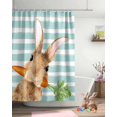 thumbnail image 4 of Easter Shower Curtain Bunny Rabbit Carrot Shower Curtains for Bathroom Decor Water Color Stripe Bath Curtains Sets for Spring Easter Bathroom Decor Fabric Waterproof Standard 72" X 72", 4 of 6