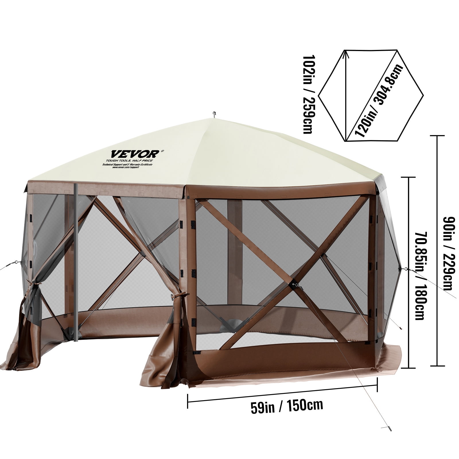 KFFKFF 12x12 ft Brown Pop up Outdoor Canopies, Waterproof