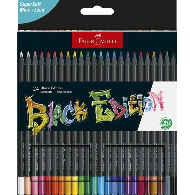 Faber-Castell Colores Supersoft Black Edition con 24 Diferentes Colores, cuenta con una mina supersu