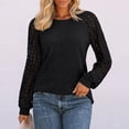 thumbnail image 3 of JGNGSHN Womens Long Sleeve Shirts Business Casual Ribbed Knit Tops Lace Crewneck Work Trendy Fall Fashion Outfits Clothes, 3 of 4