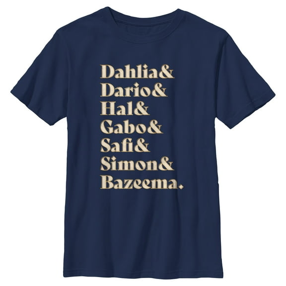 Boy's Disney Wish Character Name Stack  T-Shirt - Navy Blue - Small