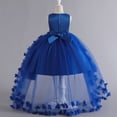 thumbnail image 6 of Huowey Kids Girls Elegant Dresses Gown Solid Color Sleeveless Crewneck Floral Embroidery Tiered Layered High Waist Ball Gowns Pageant Formal Wedding Party Birthday High Low Dress,BU1,2-3 Years, 6 of 7