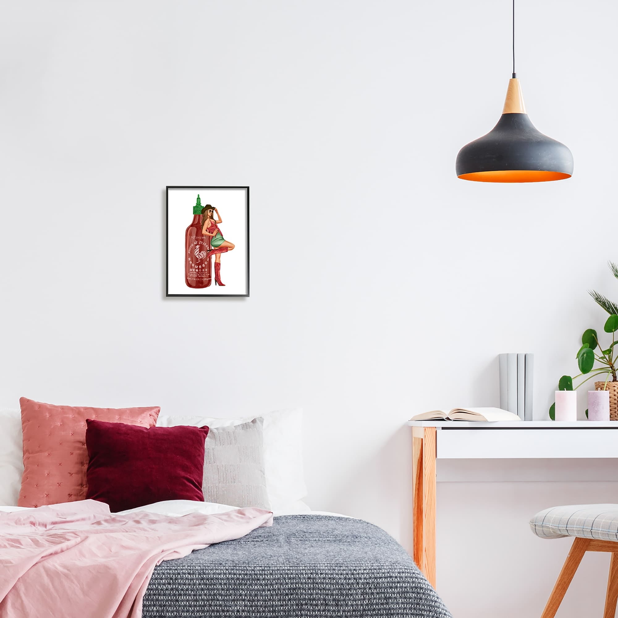 Stupell Industries Southern Girl Hot Sauce Bottle Beauty & Fashion Painting White Framed Art Print Wall Art