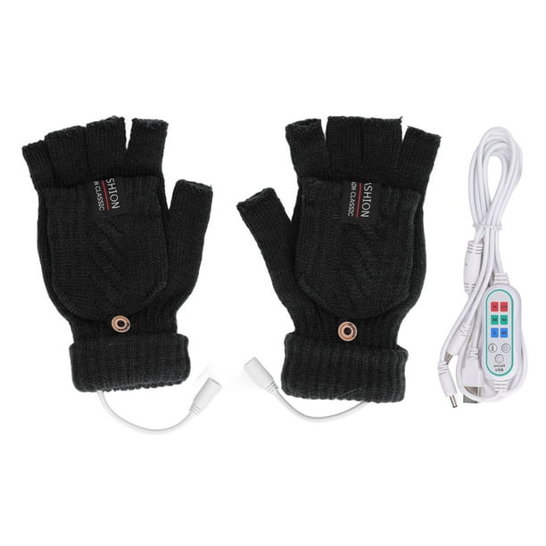 Guantes térmicos NikouMX calefacción eléctrica 1 par de medio dedo calentados por USB