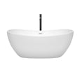 thumbnail image 2 of Rebecca 60 Inch Freestanding Bathtub in White with Shiny White Trim and Floor Mounted Faucet in Matte Black, 2 of 5