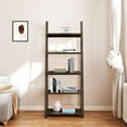 thumbnail image 5 of 5-Tier Bookshelf,Modern Ladder Bookcase,5 Shelves Storage Rack Ladder Shelf for Living Room, Home Office,Brown, 5 of 7