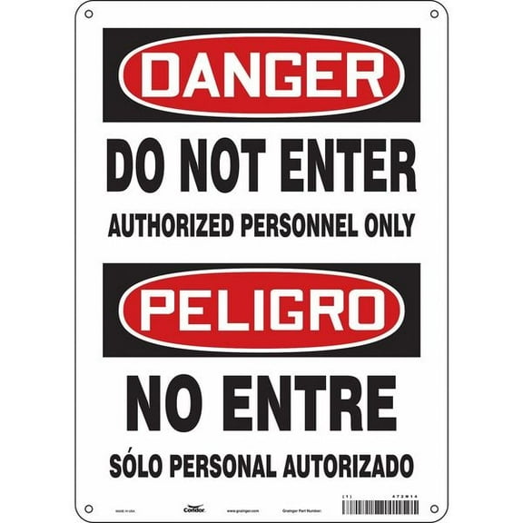 Condor Safety Sign,14 inx10 in,Polyethylene 472N14