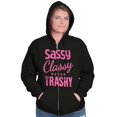 thumbnail image 5 of Sassy Classy Never Trashy Sarcastic Zip Hoodie Sweatshirt Women Brisco Brands L, 5 of 6
