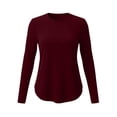 thumbnail image 6 of Bxsruta Womens Tops Long Sleeve Crew Neck Tunic Shirts High Low Hem Casual Tee, 6 of 6