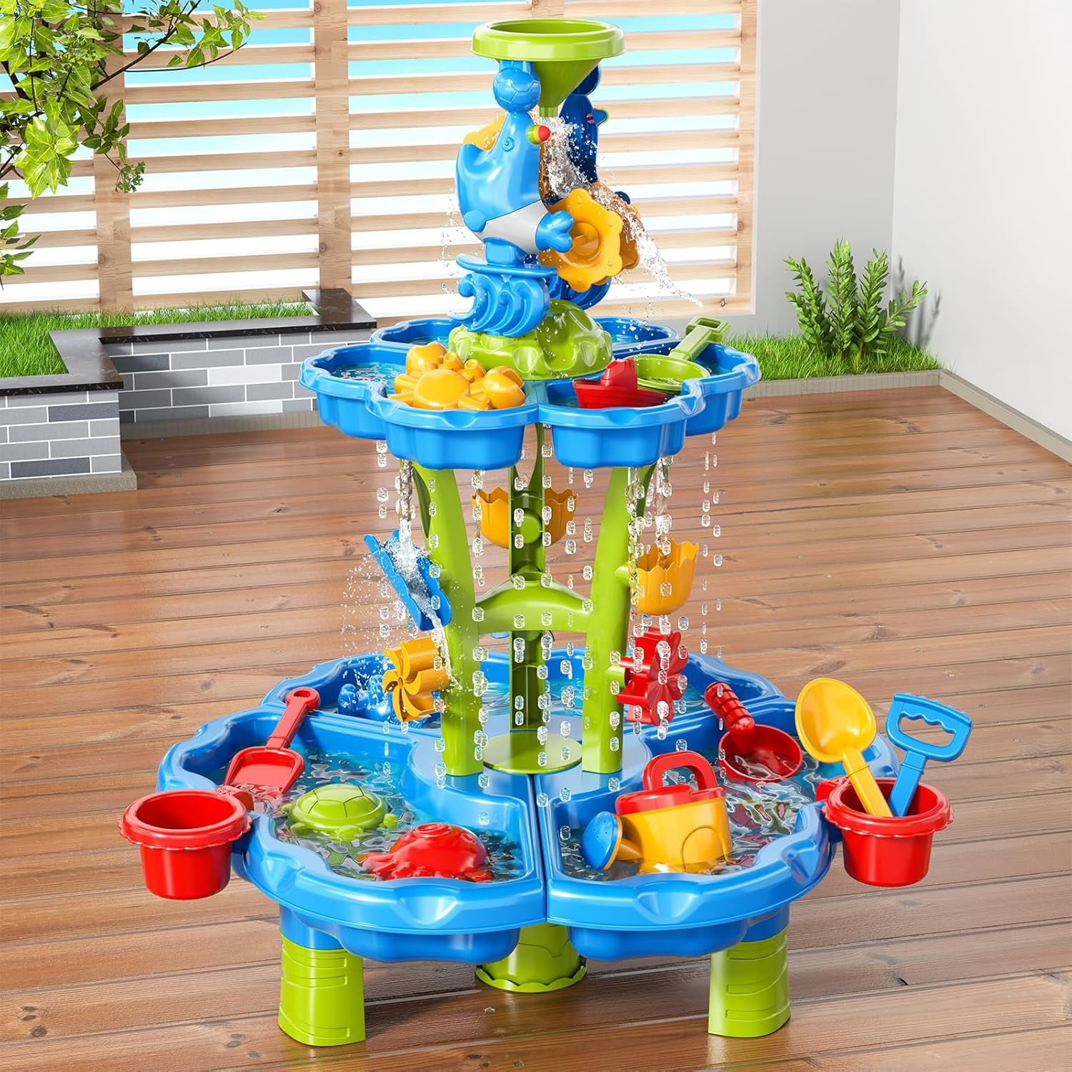 3 in 1 Water Table for Toddlers 1-3 3-5 4-8, Summer Outdoor Beach Outside Backyard Activity Sensory Kids Sand and Water Table, Birthday Party Gifts for Kids Boys and Girls Ages 3 4 5 6 7 8