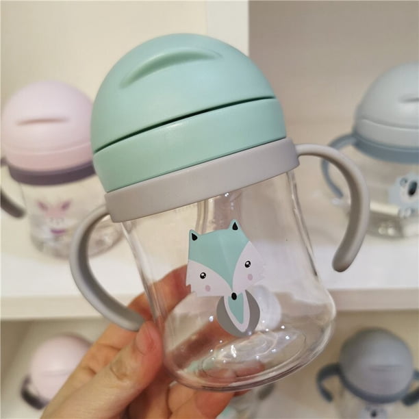 Niños Niños Dibujos animados Animal Escuela Agua potable Botella de paja Bola de gravedad Paja Taza de bebé con correa para el hombro Botella de agua Tan Jianjun unisex