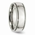 thumbnail image 4 of Solid Stainless Steel Grooved and Beaded 8mm Men's Plain Classic Wedding Band Ring Size 11, 4 of 7