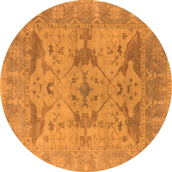 Ahgly Company Indoor Round Oriental Orange Industrial Area Rugs, 6' Round