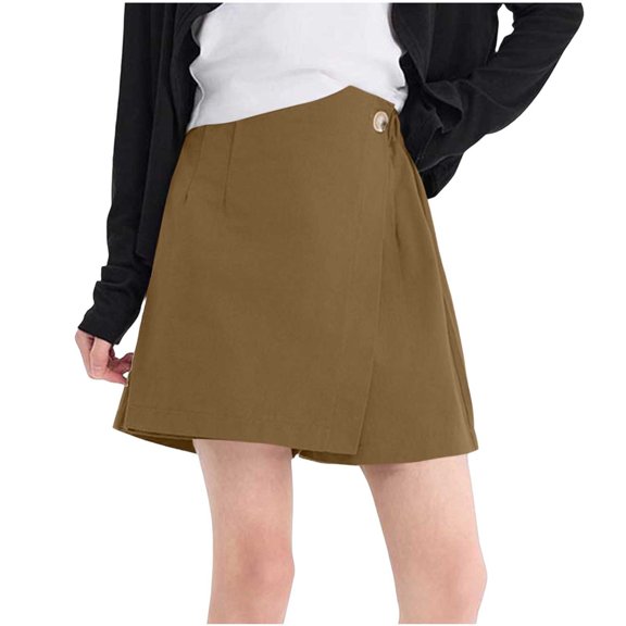 Zpanxa Girls Pleated Shorts Girls Solid Color Summer Thin Elastic Waist Shorts Kids Ruched Khaki 5 Years