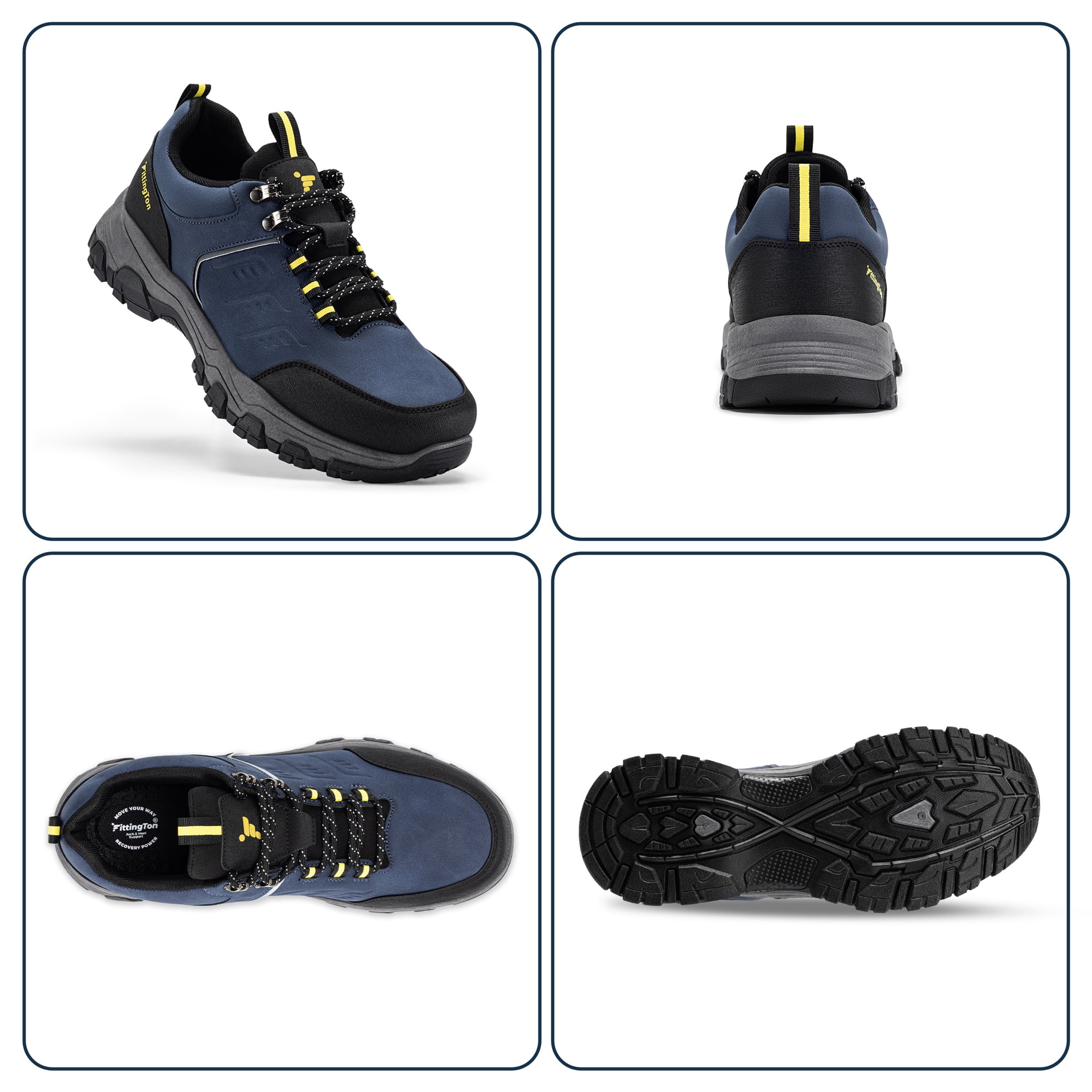 Fittington Men's Hiking Shoes Trekking Trails Outdoor Sneakers Walking Shoes with Arch Support, Reflective Safety Feature