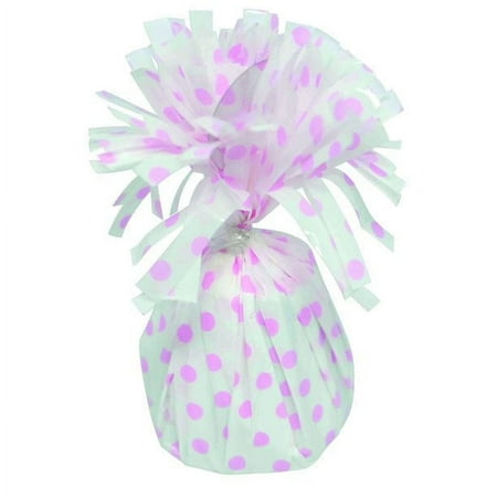 PMU Polka Dot Kisses Balloon Weights - Decorative Balloon Weight for Christmas, Thanksgiving, Birthday, Party Favors, Wedding & Baby Shower - 6oz. White With Light Pink, Pkg/12