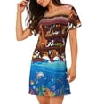 thumbnail image 2 of Balery Animals On Noah's Ark2 Camisón de manga corta con cuello redondo para mujer, cómodo y elegante., 2 of 6