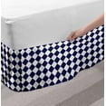 thumbnail image 2 of Blue Bed Skirt, Classical Old Fashioned Checkered Pattern Geometric Diagonal Skewed Squares, Elastic Bedskirt Dust Ruffle Wrap Around for Bedding Decor, 4 Sizes, Navy Blue and White, by Ambesonne, 2 of 2