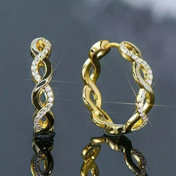 2 Ct Round Cut Natural Moissanite Women's Hoop Earrings in 14K Yellow Gold Plated