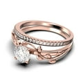 thumbnail image 4 of Vine Leaf Ring, Boho & hippie 1.50 Carat Round Cut Diamond Moissanite Engagement Ring, Wedding Ring in 10k Solid Rose Gold, Gift, Promise Ring For Her, Bridal Set, Matching Band, 4 of 4